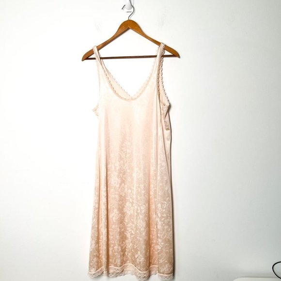 Vintage Pastel Pink Floral Satin Slip Midi Dress - Picture 7 of 10